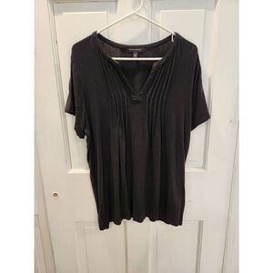 Banana Republic Black Pleated V-neck Blouse